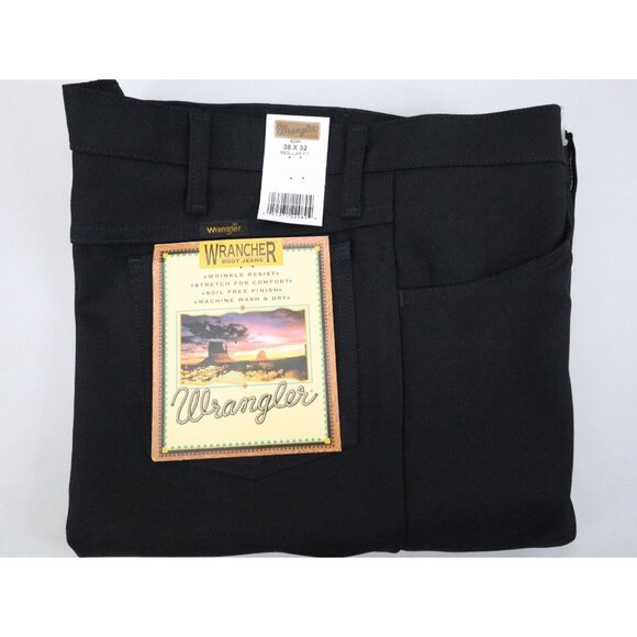 New Wrangler Jeans Mens 38x32 Black Wrancher Bootcut Stretch Wrinkle Free Pants - Picture 5 of 10